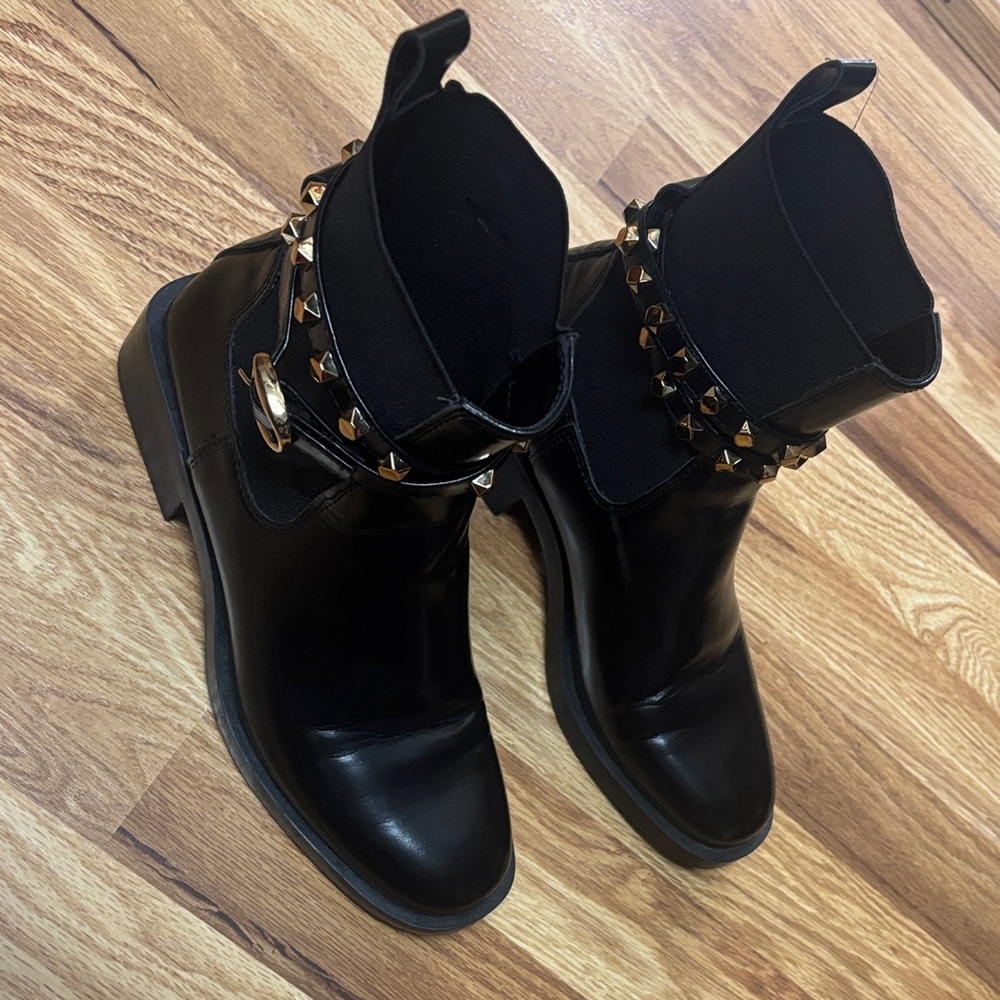 ZARA Black Studded Ankle Boots